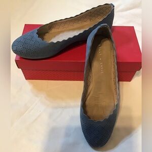 Kelly & Katie Perforated Blue Suede Flats